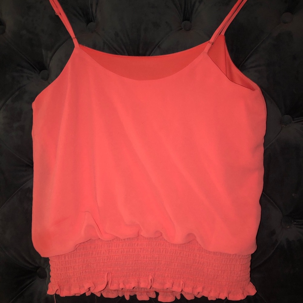 Coral Chiffon Crop Top Thin Straps